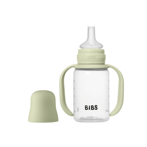 BIBS - Set biberon tip Sippy Cup PP 150 ml cu cioc din silicon și sistem antipicurare, Sage