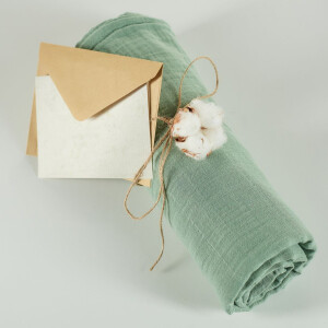 ONINO - Muselina multifunctionala din bumbac 100% organic, HUG.me, Serene Green, x1 bucata, 120 x 120 cm, certificata GOTS