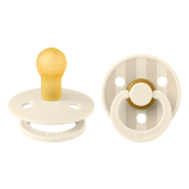 BIBS - Set 2 suzete Colour Studio Collection Stripe Latex, tetina rotunda, 0 luni+