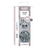 BIBS x LIBERTY - Set 2 suzete Colour Bobo Latex, tetina rotunda, 0 luni+