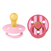 BIBS - Set 2 suzete Colour Studio Collection Stripe Latex, tetina rotunda, 0 luni+