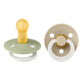 BIBS - Set 2 suzete fosforescente Colour Glow Latex, tetina rotunda, 0 luni +