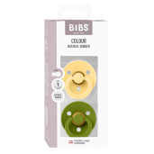BIBS - Set 2 suzete Colour Latex, tetina rotunda, 0 luni +