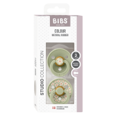 BIBS - Set 2 suzete Colour Studio Collection Flower Latex, tetina rotunda, 6 luni+