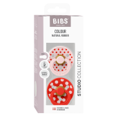 BIBS - Set 2 suzete Colour Studio Collection Polka Dots, tetina rotunda, 6 luni+