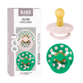 BIBS - Set 2 suzete Colour Studio Collection Polka Dots, tetina rotunda, 6 luni+