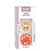 BIBS - Set 2 suzete Colour Studio Collection Polka Dots, tetina rotunda, 6 luni+