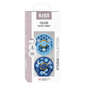 BIBS - Set 2 suzete Colour Studio Collection Polka Dots, tetina rotunda, 6 luni+