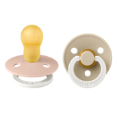 BIBS - Set 2 suzete fosforescente Colour Glow Latex, tetina rotunda, 18 luni +