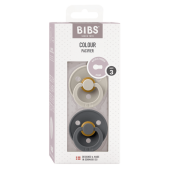 BIBS - Set 2 suzete Colour Latex, tetina rotunda, 18 luni +