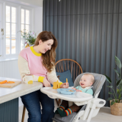 Joie - Scaun de masa Mimzy Recline Strata Dune Wood, nastere - 15 kg