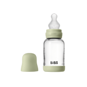 BIBS - Set complet biberon din sticla anticolici cu tetina din silicon flux lent, 120 ml, Sage
