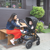 Joie - Carucior pentru copii multifunctional 3 in 1 Chrome DLX Toffee (Carucior Chrome DLX + Landou Toffee + Scoica i-Snug Toffee)