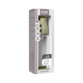 BIBS - Set complet biberon din sticla anticolici cu tetina din silicon, flux mediu, 240 ml, Sage