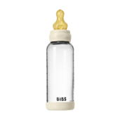 BIBS - Set complet biberon din sticla anticolici cu tetina din latex, flux mediu, 240 ml, Ivory
