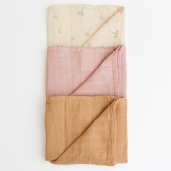 ONINO - Muselina multifunctionala din bumbac 100% organic, HUG.me, Pure Bloom, x3 bucati, 60 x 60 cm, certificata GOTS