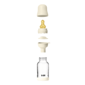 BIBS - Set complet biberon Boheme din sticla anticolici cu tetina din latex, flux lent, 120 ml, Ivory