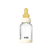 BIBS - Set complet biberon Boheme din sticla anticolici cu tetina din latex, flux lent, 120 ml, Ivory