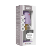 BIBS - Set complet biberon Boheme din sticla anticolici cu tetina din latex, flux lent, 120 ml, Violet Sky