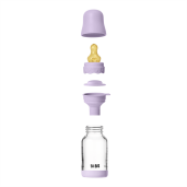 BIBS - Set complet biberon Boheme din sticla anticolici cu tetina din latex, flux lent, 120 ml, Violet Sky