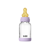 BIBS - Set complet biberon Boheme din sticla anticolici cu tetina din latex, flux lent, 120 ml, Violet Sky