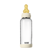 BIBS - Set complet biberon Boheme din sticla anticolici cu tetina din latex, flux mediu, 240 ml, Ivory