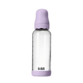 BIBS - Set complet biberon Boheme din sticla anticolici cu tetina din latex, flux mediu, 240 ml, Violet Sky
