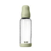 BIBS - Set complet biberon din sticla anticolici cu tetina din latex, flux mediu, 240 ml, Sage
