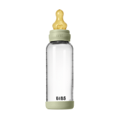 BIBS - Set complet biberon din sticla anticolici cu tetina din latex, flux mediu, 240 ml, Sage