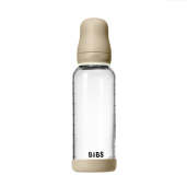 BIBS - Set complet biberon fosforescent din sticla anticolici cu tetina din latex, flux mediu, 240 ml, Vanilla Glow
