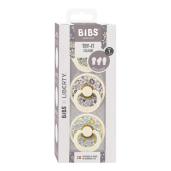 BIBS x Liberty - Set 3 suzete Colour Latex, tetina rotunda, simetrica & anatomica 0 luni + Ivory Eloise