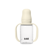 BIBS - Set biberon tip Sippy Cup PP 150 ml cu cioc din silicon și sistem antipicurare, Ivory