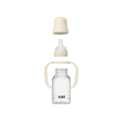 BIBS - Set biberon tip Sippy Cup PP 150 ml cu cioc din silicon și sistem antipicurare, Ivory