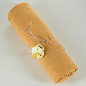 ONINO - Muselina multifunctionala din bumbac 100% organic, HUG.me, Honey Gold, x1 bucata, 120 x 120 cm, certificata GOTS