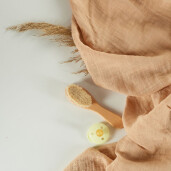 ONINO - Muselina multifunctionala din bumbac 100% organic, HUG.me, Oatmeal Beige, x1 bucata, 120 x 120 cm, certificata GOTS