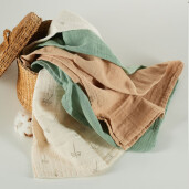 ONINO - Muselina multifunctionala din bumbac 100% organic, HUG.me, Pure Nature, x3 bucati, 60 x 60 cm, certificata GOTS