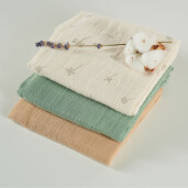 ONINO - Muselina multifunctionala din bumbac 100% organic, HUG.me, Pure Nature, x3 bucati, 60 x 60 cm, certificata GOTS