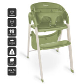 BabyGo - Scaun de masa 3 in 1 transformabil Levels Khaki