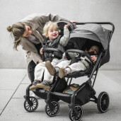 BabyGo - Carucior pliabil pentru gemeni GoTwice, Black