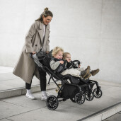 BabyGo - Carucior pliabil pentru gemeni GoTwice, Black