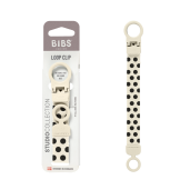 BIBS - Lantisor clip Loop pentru suzeta, Studio Collection Polka Dots, Ivory Black