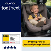 Nuna - Set Scaun auto rotativ i-Size TODL next Thunder, 40-105 cm + Baza isofix BASE next i-Size pentru TODL next, testat ADAC